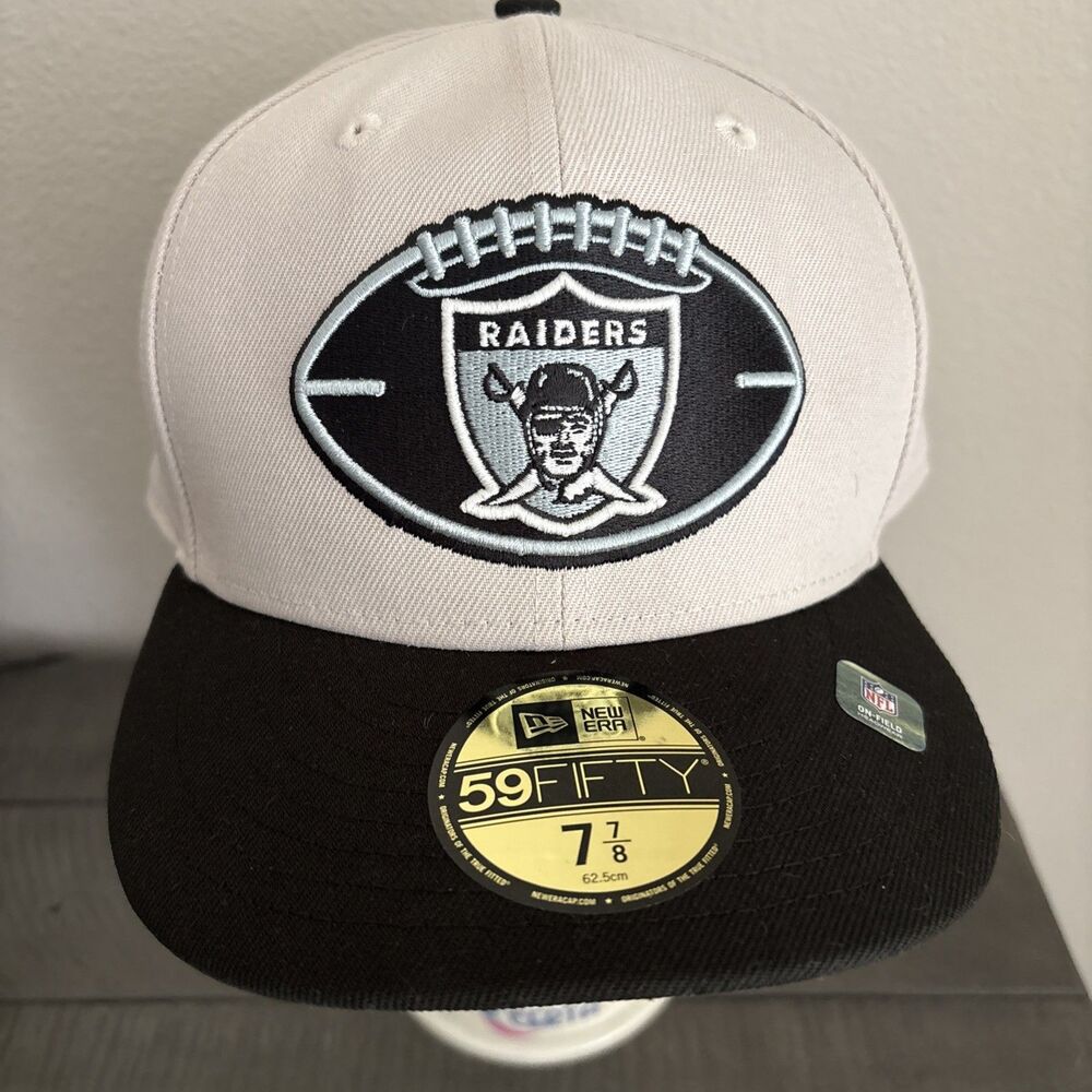 New Era 59FIFTY Oakland Raiders Fitted Hat Beige Black Black Size 7 7/8